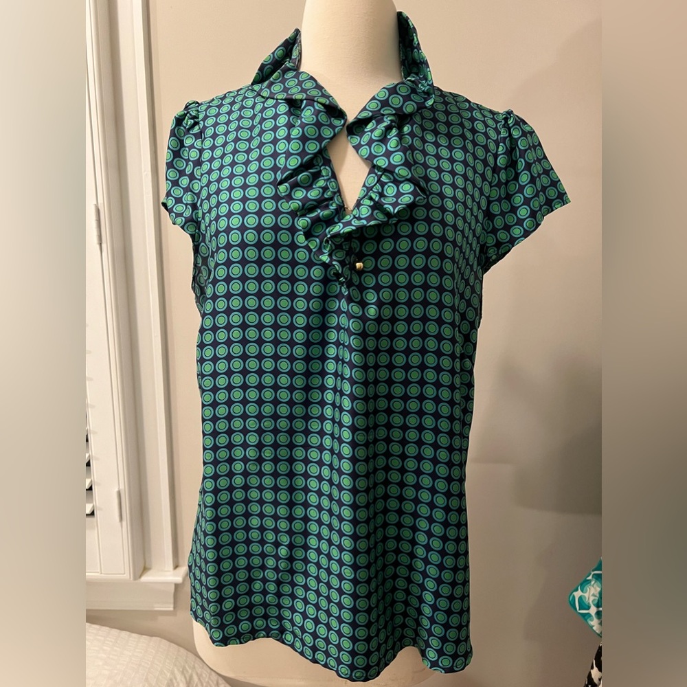 Elizabeth McKay Sleeveless Ruffle Silk Blouse 12